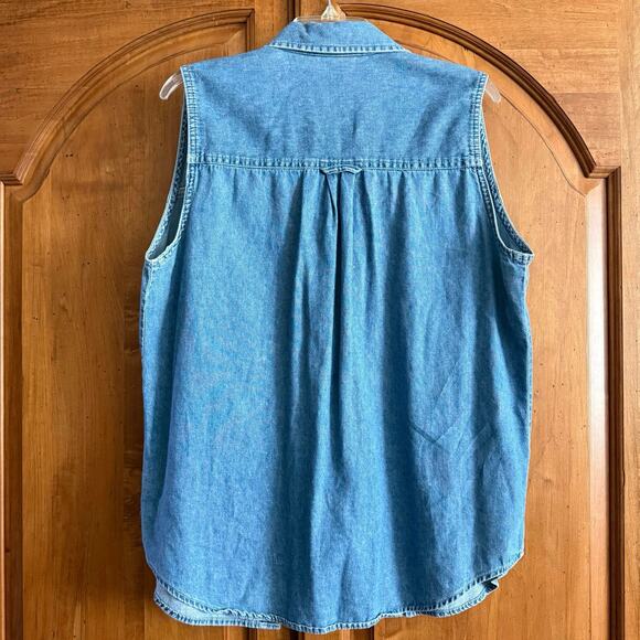 Vintage Disney Winnie the Pooh Bear denim sleeveless button embroidered L large - Picture 4 of 15